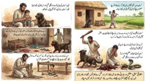یہ کہانی ایک دوسرے نقطہ نظر سے بھی دیکھی جا سکتی ہے، جو وفاداری اور قربانی پر مرکوز ہے:ایک کسان کی بیوی وفات پا چکی تھی اور اس کے لیے اس کا چھوٹا بچہ اور پالتو کتا ہی سب کچھ تھے۔ وہ اپنے کتے پر بے پناہ بھروسہ کرتا تھا۔ جب وہ کھیتوں پر جاتا، تو وہ جانتا تھا کہ اس کا بچہ کتے کی حفاظت میں ہے۔ ایک دن، ایک زہریلا سانپ گھر میں گھس آیا اور بچے کے جھولے کی طرف بڑھنے لگا۔ وفادار کتے نے اپنی جان خطرے میں ڈال کر سانپ سے مقابلہ کیا۔ شدید لڑائی کے بعد، کتے نے سانپ کو مار ڈالا، لیکن اس کا اپنا منہ اور جسم سانپ کے خون سے آلودہ ہو گیا۔ جب کسان واپس آیا اور کتے کے خون آلود چہرے کو دیکھا، تو وہ بدگمانی کا شکار ہو گیا۔ اس نے سوچا کہ کتے نے اس کے بچے کو نقصان پہنچایا ہے۔ غصے کے اندھے ہو کر، اس نے اپنے سب سے وفادار دوست کو جان سے مار ڈالا۔ جب اسے سچ معلوم ہوا، تو اسے اپنی جلد بازی پر ایسا پچھتاوا ہوا جس کا ازالہ کبھی نہیں ہو سکتا تھا۔